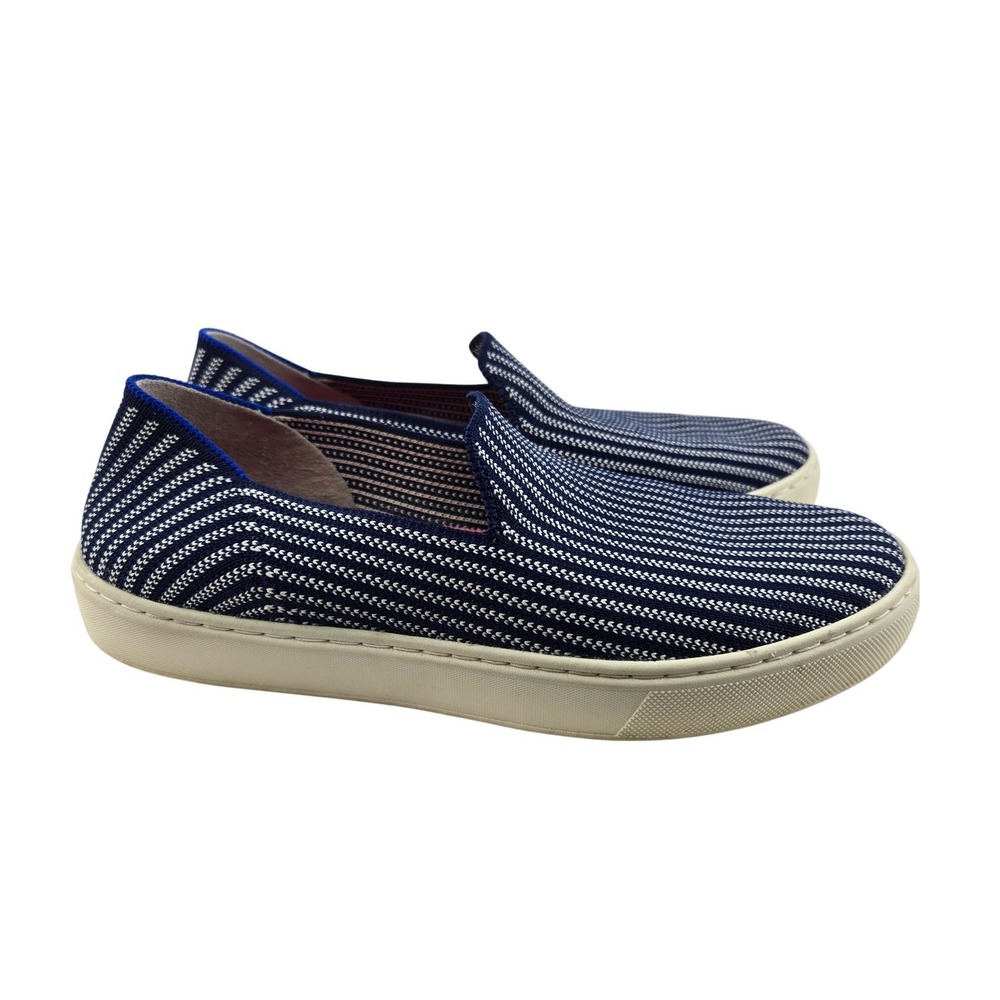 Rothy's The Sneaker Blue Riviera Pinstripe Slip On Shoes Womens 7 Retired Style